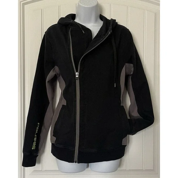 Polaris Jacket Womens Medium Black Gray Full Zip Hoodie Sweatshirt Long Sleeve - Picture 2 of 12